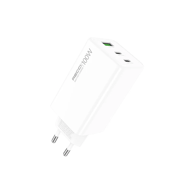 Recci RC110E Type-C PD & USB-A GaN Teknolojili QC3.0 Hızlı Şarj Başlığı 100W - 5