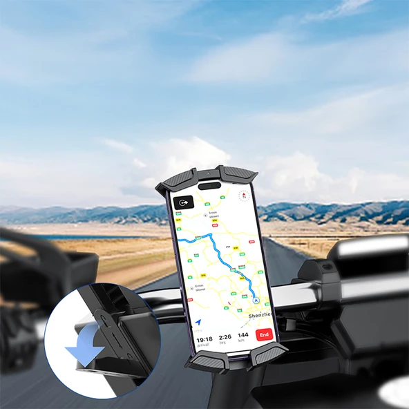 Recci RHO-C33 360° Derece Dönebilen Ayarlanabilir Motosiklet ve Bisiklet Telefon Tutucu - 3