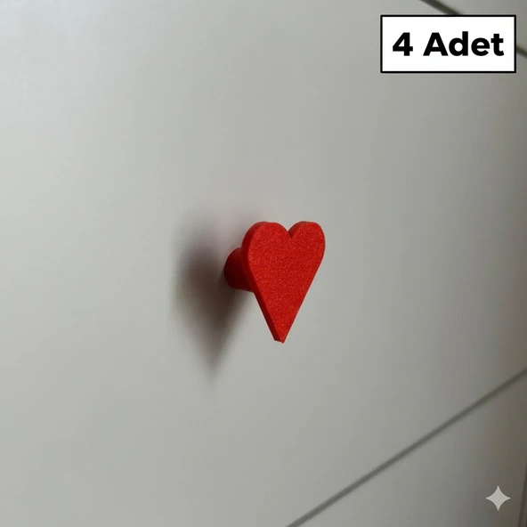 Kalp Mobilya Kulpu 4 Adet