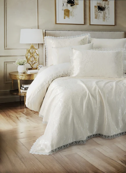 Cotton Box Chi Chi Çift Kişilik Pikeli Nevresim Takımı Velora Krem ürün görseli