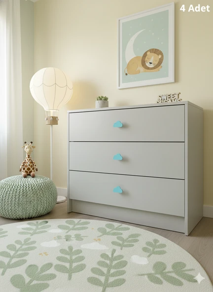 Bulut Pastel Mavisi Mobilya Kulpu 4 Adet