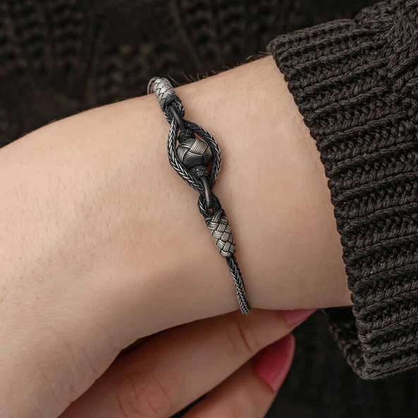 Gümüş Kazaziye Örgü Bileklik - Resim 3