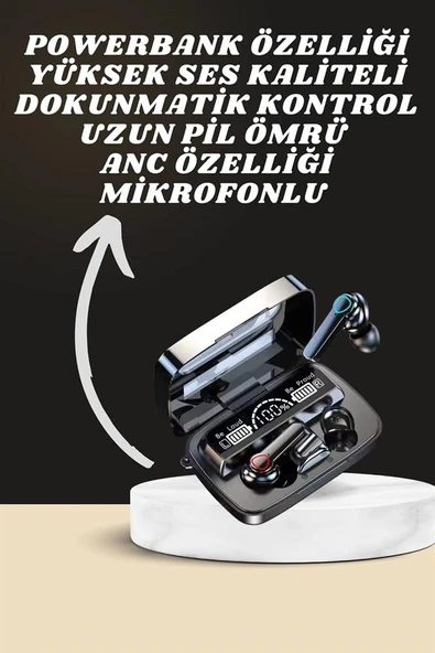 Dijital Göstergeli Powerbank Kulaklık ve 7 Kordonlu Yeni Nesil Akıllı Saat Amoled Ekran ürün görseli