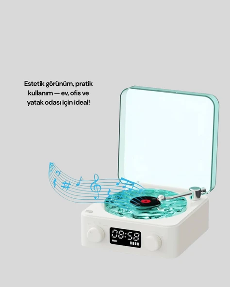 Dekoratif Gece Işıklı Bluetooth Hoparlör – Zaman ve Pil Ekranlı - 5