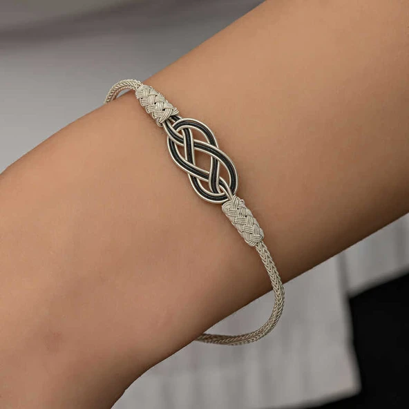 Gümüş Kazaziye Örgü Bileklik - 3