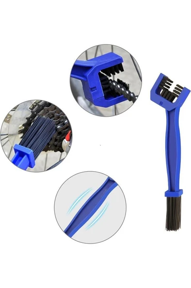 3 Taraflı Bisiklet Zincir Temizleme Fırça Motosiklet Testere Zinciri Bakım Yağlama Fırçası Temizlik - Resim 6