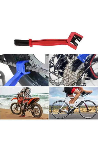 3 Taraflı Bisiklet Zincir Temizleme Fırça Motosiklet Testere Zinciri Bakım Yağlama Fırçası Temizlik - Resim 2