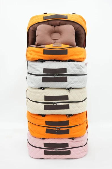 Bebek Yatağı, Bebek Yuvası, Babynest, 0-24 Ay Kullanım, Baş Yastıklı Kanvas Kılıf Deluxe Adorn Serisi, Gri - 6