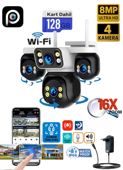 Ventus ES-5804 128GB 8MP 4 Kameralı Wifi  16X Zoom HiEasy Gece Görüş Çift Yönlü Ses Uzaktan İzleme Kişi Takibi Türkçe ürün görseli