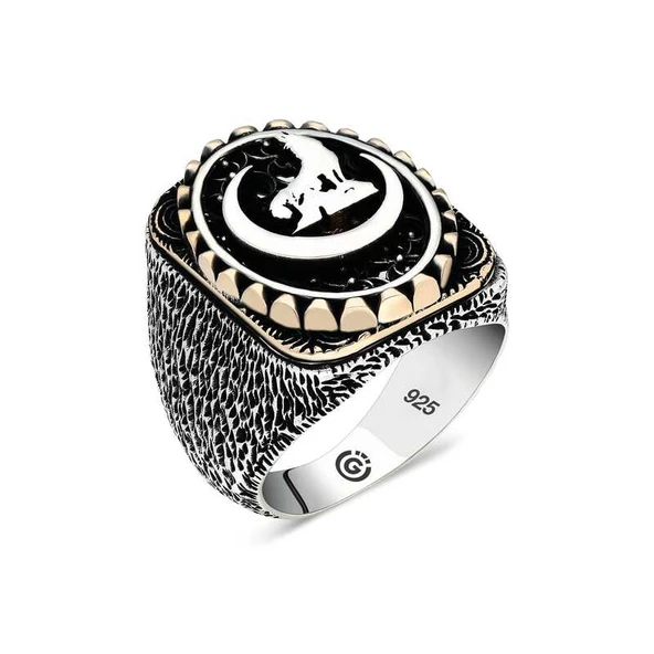 Gümüş Hilal Bozkurt Oval Erkek Yüzük ürün görseli