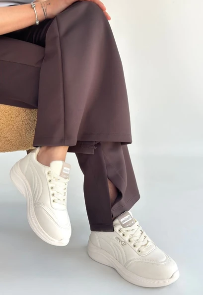 Yejja Bej Cilt Bağcıklı Spor Ayakkabı ürün görseli 1