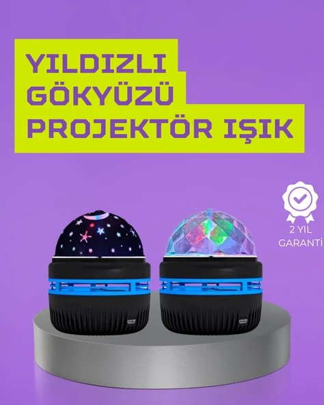 USB’li Yıldız Projektör Lamba – Döner Galaxy Işık Şovu, Çocuk ve Yetişkin Uyku Lambası
