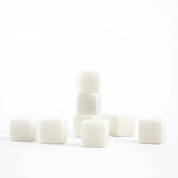 Mermer Buz Taşı Seti Beyaz 2*2 cm- 9'lu