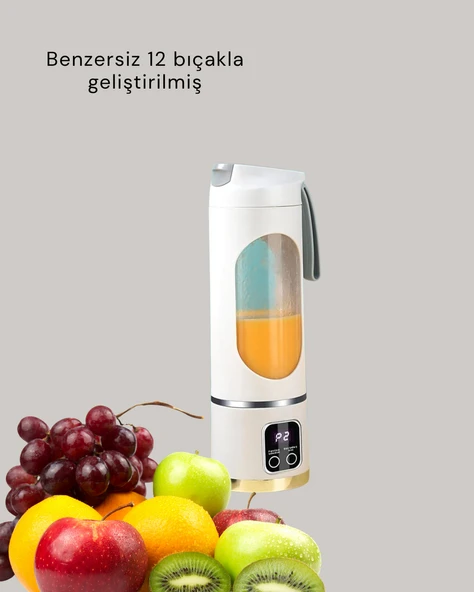 Şarjlı Taşınabilir Meyve Sıkacağı – 12 Bıçaklı Güçlü Blender - 4