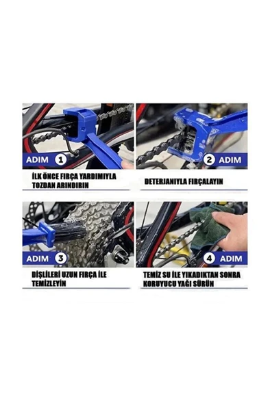 3 Taraflı Bisiklet Zincir Temizleme Fırça Motosiklet Testere Zinciri Bakım Yağlama Fırçası Temizlik - Resim 3