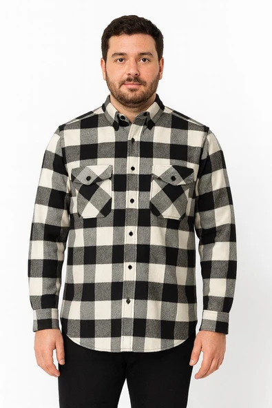 Fabio Cassani Erkek Kışlık HAKİKİ Oduncu Gömleği - 7397 - 4