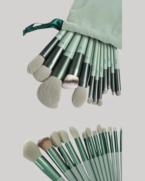 Toz ve Krem Ürünler İçin Güçlü Tutucu Yumuşak Kıllı Makyaj Fırça Takımı 13 Parça - Resim 2