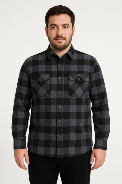 Fabio Cassani Erkek Kışlık HAKİKİ Oduncu Gömleği - 7396 - Resim 4