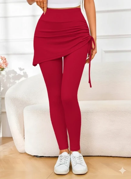 Kadın Yüksek Bel Yandan Büzgülü Alttan Uzun Kaşkorse Tayt Etek - 3