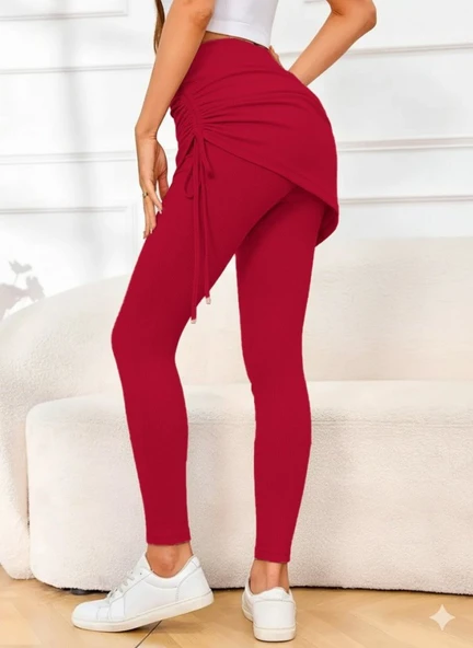 Kadın Yüksek Bel Yandan Büzgülü Alttan Uzun Kaşkorse Tayt Etek - 2