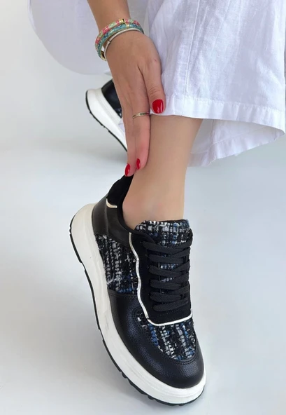 Hawer Siyah Cilt Bağcıklı Spor Ayakkabı ürün görseli 1