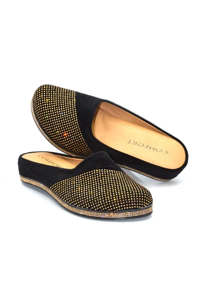 Kadın Siyah Taşlı Günlük Ev Terliği , Çeyiz Terliği ve Misafir Terliği - 5