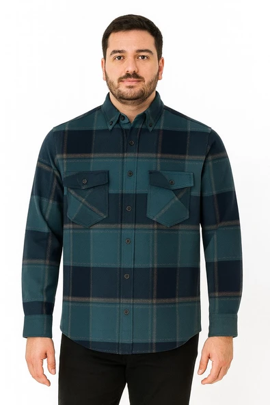 Fabio Cassani Erkek Kışlık HAKİKİ Oduncu Gömleği - 7404 - 4