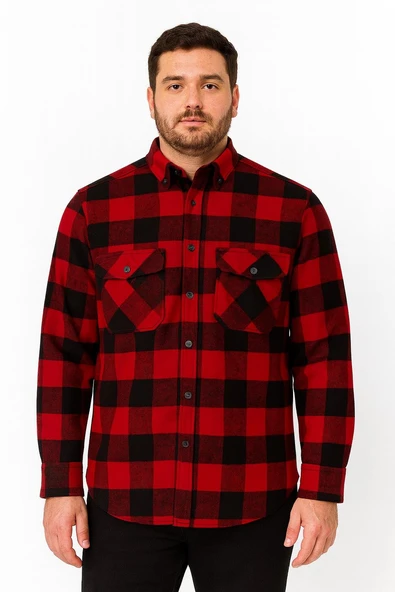 Fabio Cassani Erkek Kışlık HAKİKİ Oduncu Gömleği - 7398 - Resim 4