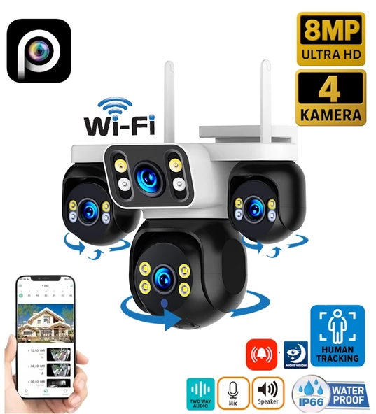 Ventus ES-5804 256GB 8MP 4 Kameralı Wifi  16X Zoom HiEasy Gece Görüş Çift Yönlü Ses Uzaktan İzleme Kişi Takibi Türkçe - 10