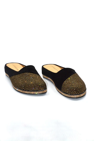 Kadın Siyah Taşlı Günlük Ev Terliği , Çeyiz Terliği ve Misafir Terliği - 4