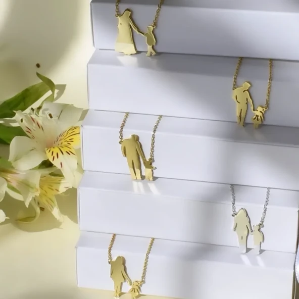 ANNE -BABA- GÜMÜŞ KOLYE - Resim 2