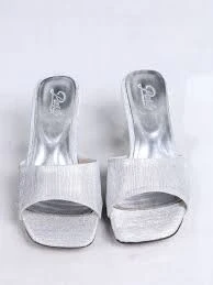 Luart Gümüş Simli Topuklu Terlik ürün görseli