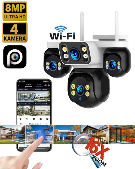 Ventus ES-5804 256GB 8MP 4 Kameralı Wifi  16X Zoom HiEasy Gece Görüş Çift Yönlü Ses Uzaktan İzleme Kişi Takibi Türkçe - 4
