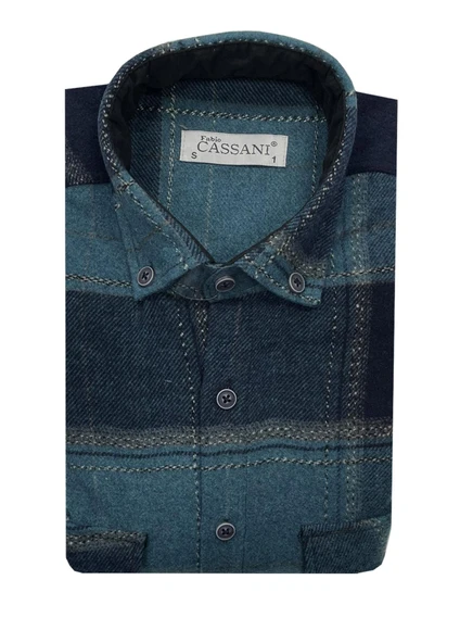 Fabio Cassani Erkek Kışlık HAKİKİ Oduncu Gömleği - 7404 - 2