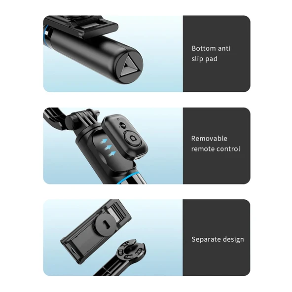 ​Recci RSS-W03 Bluetooth 5.0 Uzaktan Kumandalı Çok Fonksiyonlu Selfie Çubuğu - 7