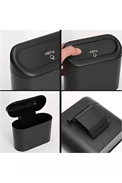 Mucit Home Araba Çöp Kutusu Araç Içi Taşınabilir Kapaklı Organizer Çöp Kovası Itme Kapaklı Kova - 5