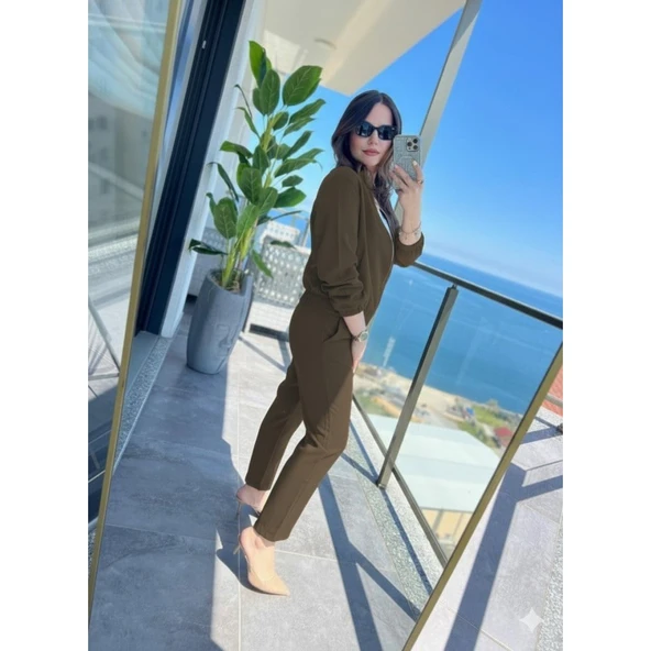 Lucky Life Kadın Uzun Kollu önden Fermuarlı Modal Ceket Ve Pantolon Ikili Takım ürün görseli