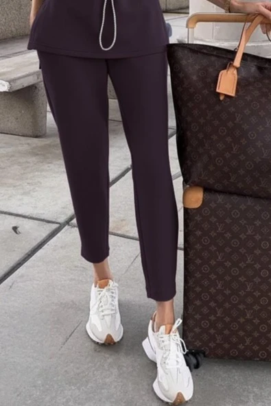 Lucky Life Kadın Uzun Kollu Balıkçı Yaka Belden Lastikli Modal Bluz Ve Pantolon Ikili Takım - Resim 3