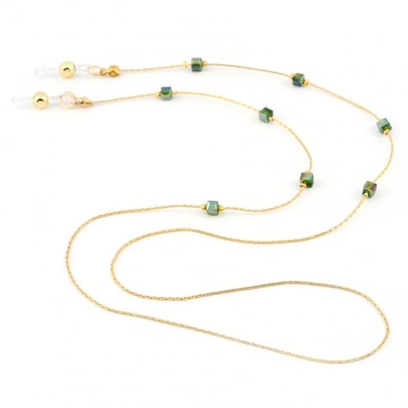 WORSY WGA 019 PEARL KARE YEŞİL TAŞLI GÖZLÜK ZİNCİRİ ALTIN Gözlük Aksesuarı ürün görseli