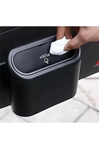 Mucit Home Araba Çöp Kutusu Araç Içi Taşınabilir Kapaklı Organizer Çöp Kovası Itme Kapaklı Kova - 1