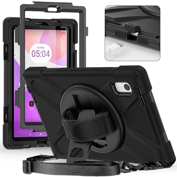 Lenovo Tab M9 9inç TB-310FU Kılıf Defender Askılı Zırhlı Tank Case ZAC30136TR/ZAC30155TR - Resim 6