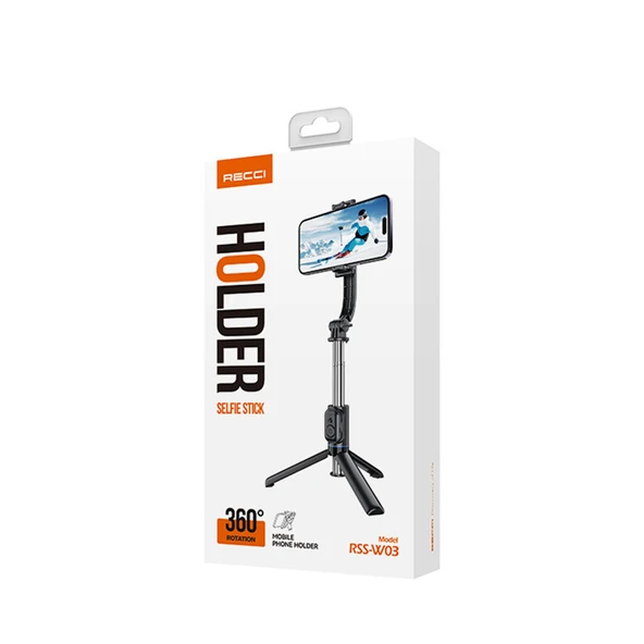 Recci RSS-W03 Bluetooth 5.0 Uzaktan Kumandalı Çok Fonksiyonlu Selfie Çubuğu - 12