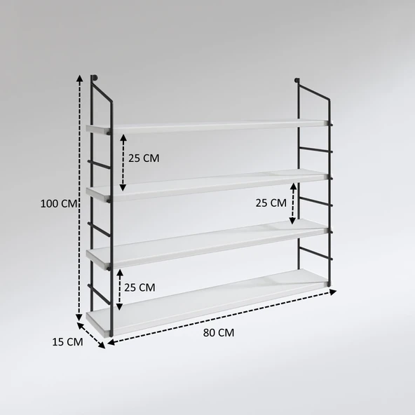 Kenzlife mutfak banyo duvar rafı junzi mat gri suntalam 100(Y)*80(G)*15(D)4 KATLI - Resim 3