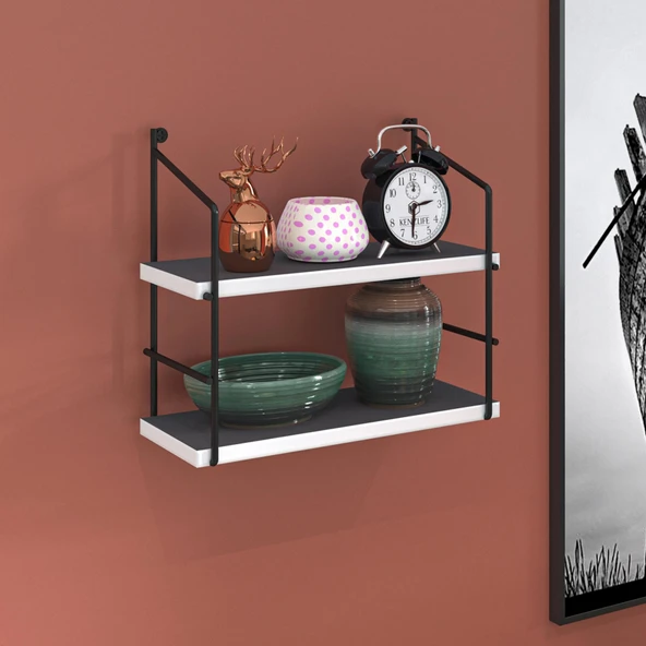 Kenzlife mutfak banyo duvar rafı junzi mat gri suntalam 040(Y)*40(G)*15(D)2 katlı ürün görseli