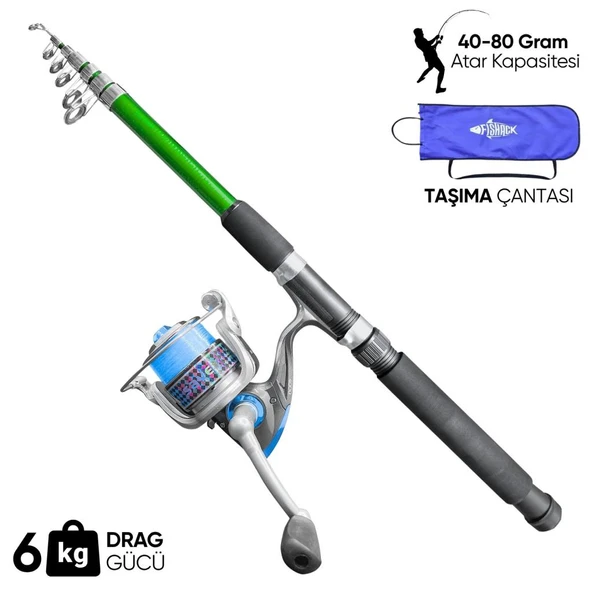 Olta Seti - 300cm Olta Kamışı 40-80GR / 4000'lik Olta Makinesi (XA-Yeşil) - Taşıma Çantalı ürün görseli 1