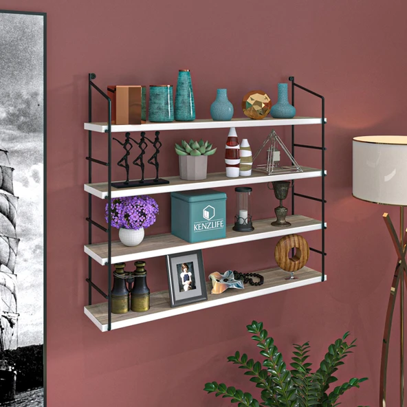 Kenzlife mutfak banyo duvar rafı junzi mat cordoba suntalam 100(Y)*80(G)*15(D)4 KATLI ürün görseli