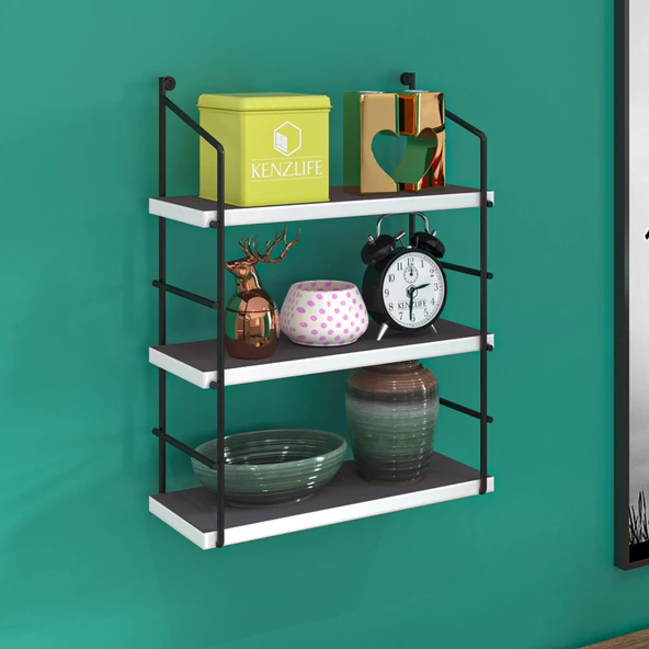 Kenzlife mutfak banyo duvar rafı junzi mat gri suntalam 070(Y)*40(G)*15(D)3 KATLI ürün görseli