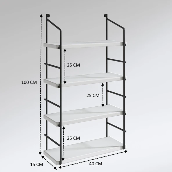 Kenzlife mutfak banyo duvar rafı junzi mat ceviz suntalam 100(Y)*40(G)*15(D)4 KATLI - Resim 3
