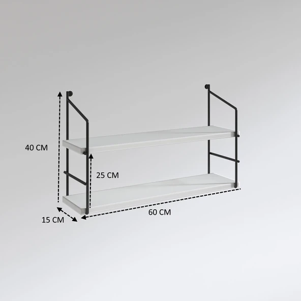 Kenzlife mutfak banyo duvar rafı junzi mat ceviz suntalam 040(Y)*60(G)*15(D)2 katlı - Resim 3