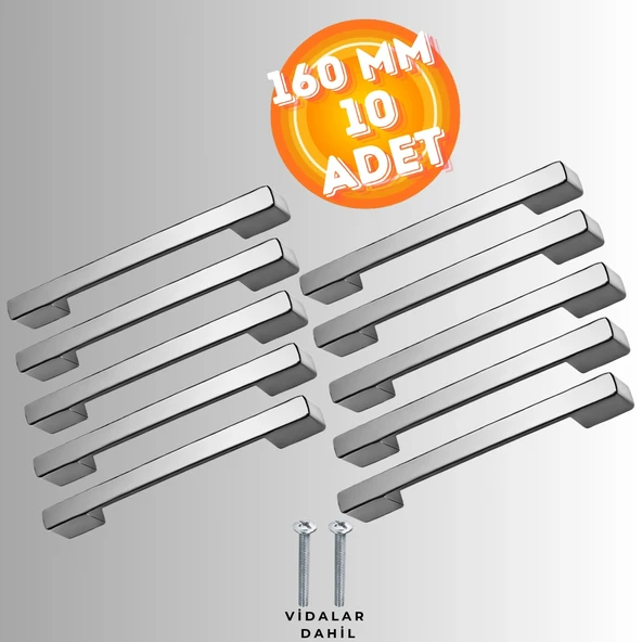 Köprü Kulp Dolap Çekmece Kulbu Metal Kulp 160 MM ( 10 ADET ) - Resim 2